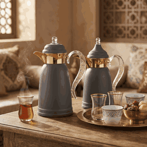 طقم ترامس قمر السيف غاليري، 0.7 / 1 لتر، حافظة داخلية زجاج حراري، هيكل خارجي استيل - رمادي غامق product image 2