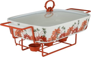 سخان طعام بورسلان السيف غاليري، 43 سم، حامل معدني، مستطيل، غطاء زجاج - ابيض ملون product image 2