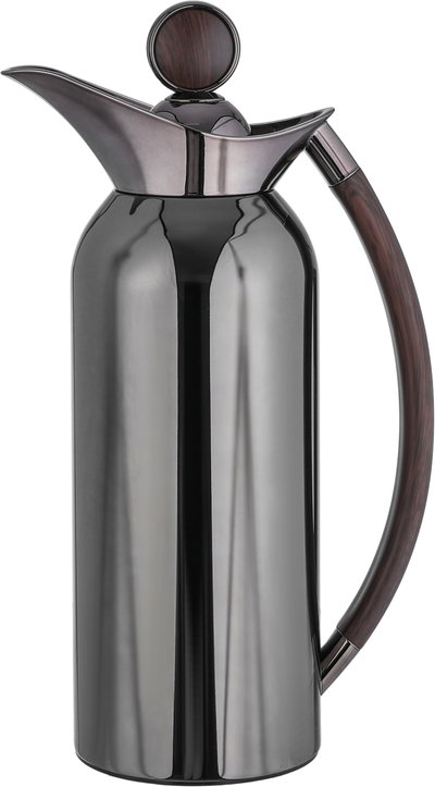 Al Saif Gallery Al Thuraya Thermos Set, 2 Pieces, 1/1 Liter, glass interior, black handle, black push-button lid product image 7