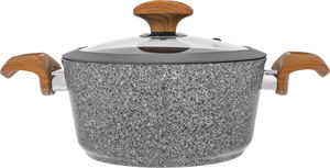 طقم قدور جرانيت فالز، 9 قطع، يد خشبي، بغطاء زجاج - رمادي فاتح product image 3