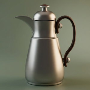 Al Saif Gallery Thermos Dallah Tamim 10, 0.5 Liter, Stainless Steel Interior, Wooden Handle, Push-Button Lid - Matte Silver product image