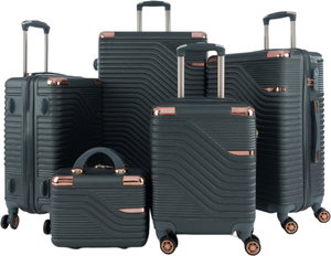 طقم شنط سفر ABS ليمرا، 5 مقاسات، 4 عجلات، زاويه 360 درجة، LMA-1471 - رمادي غامق product image