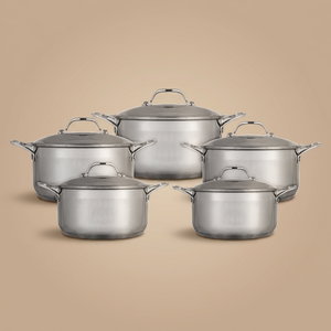Rocky steel cookware set with silicone handle, 10 pieces - silver product image
