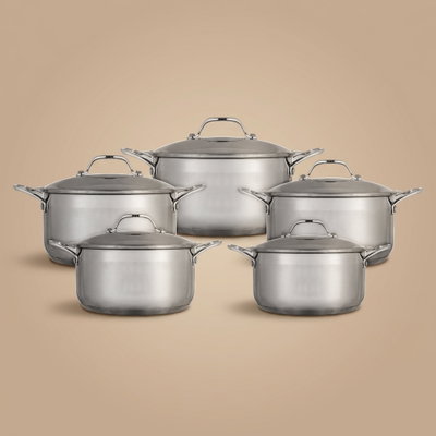 طقم قدور استيل روكي، 10 قطع - فضي product image 1