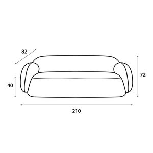 Modern Swedish wood sofa, 210x82x40 cm, boucle fabric - white product image 2