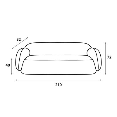 Modern Swedish wood sofa, 210x82x40 cm, boucle fabric - white product image 2