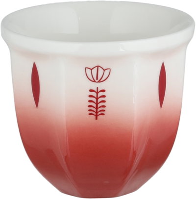 فنجان قهوة عربي سعودي بورسلان السيف غاليري، مضلع، زخارف فنية - أبيض أحمر product image 1