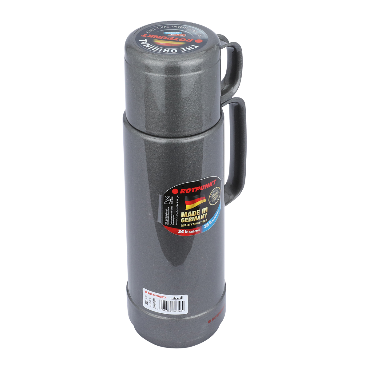Rotpont glass thermos, 750 ml, plastic outer shell - dark grey product image 2