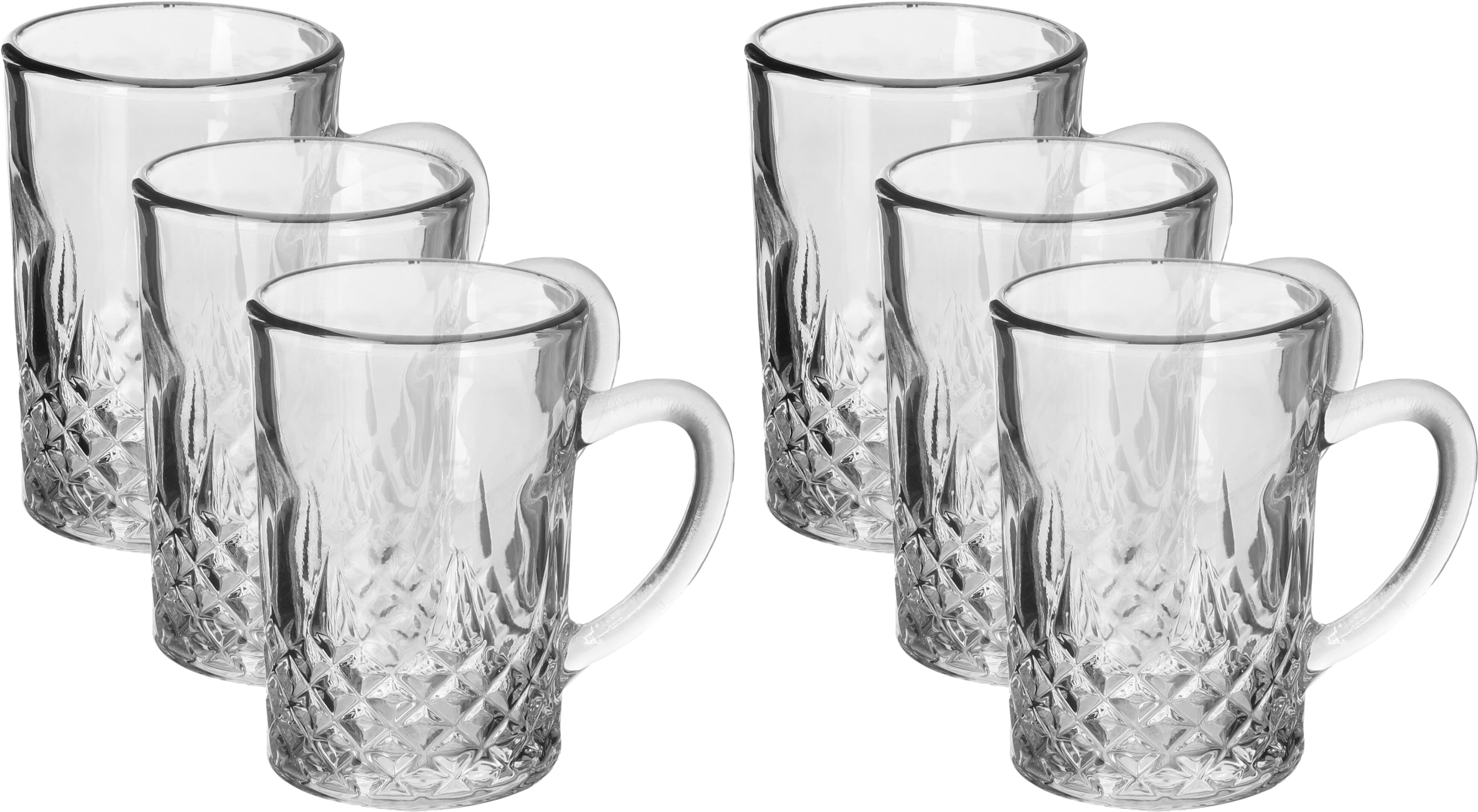 طقم بيالات شاي زجاج ماكس السيف غاليري، بخط ذهبي، 6 قطعة - شفاف product image