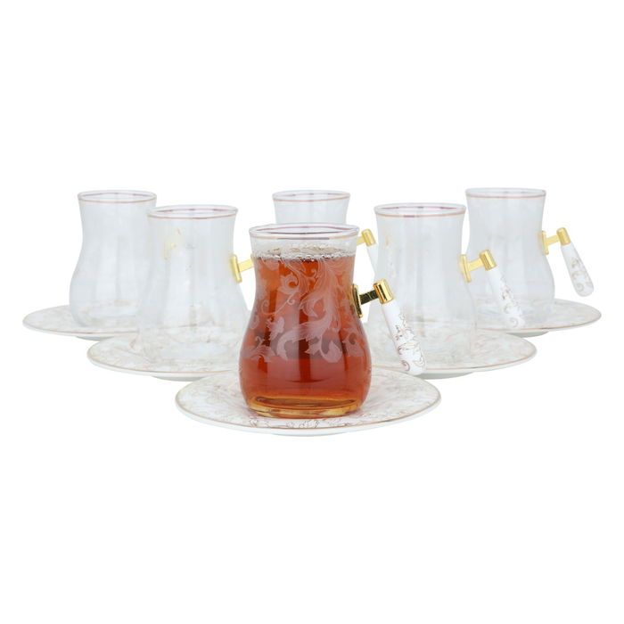 طقم بيالات مع صحون زجاج السيف غاليري، 12 قطعة، 200 مل - شفاف فضي product image 3
