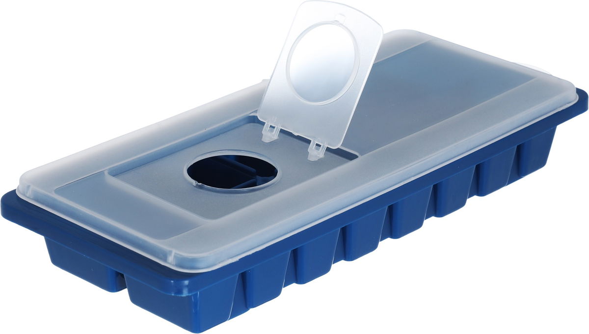 saif so Plastic Ice Cube Tray, Rectangle with Lid, 26.2 x 10.9 x 4.2 cm - Blue product image 2