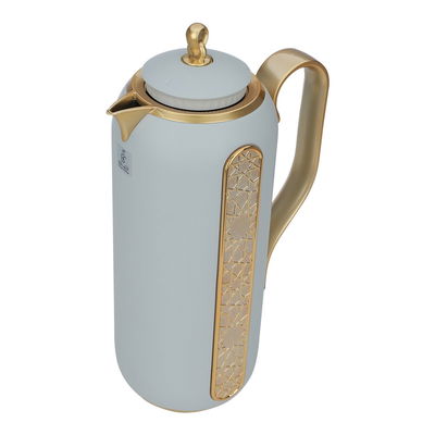 Al Saif Gallery Summer Thermos Set, 2 Pieces, 1/0.7 Liter - Light Gray Golden product image 3
