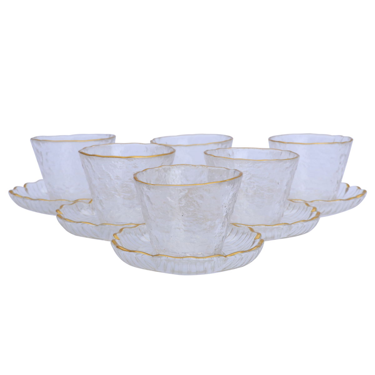 Al Saif Gallery Glass Arabic Coffee Cups and Saucer Set, 12 Pieces, 90 ml - Clear product image 2