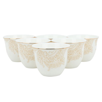 Al Saif Gallery Porcelain Coffee Cups and Teapots Set, 27 Pieces - Golden White product image 3
