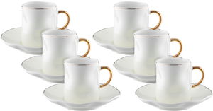 Al Saif Gallery coffee cups and saucers set, porcelain, 12 pieces - cream product image
