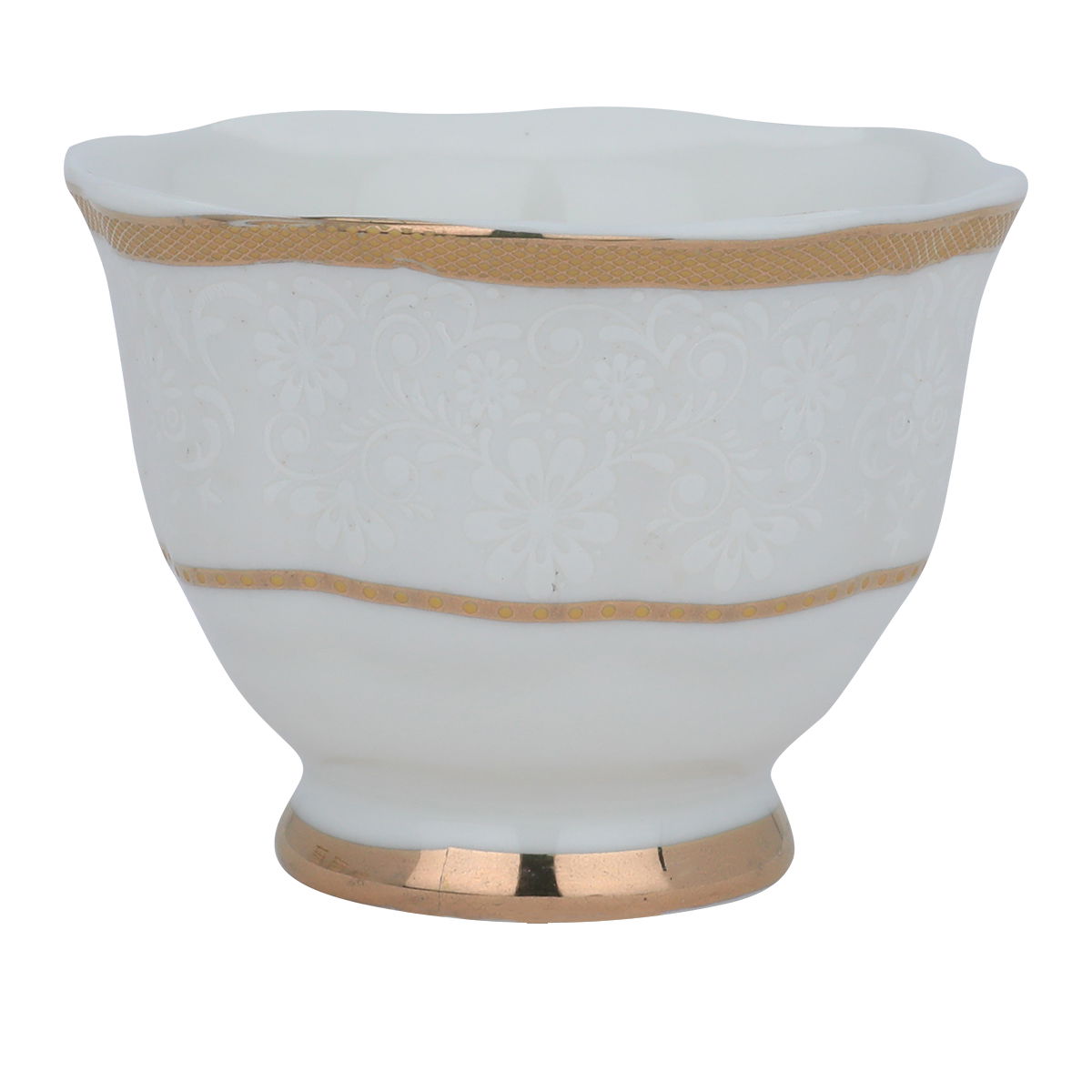 Al Saif Gallery porcelain coffee cup set, white, embossed with golden script, 12 pieces - white product image