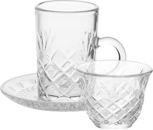 طقم تقديم بيالات وفناجين زجاج السيف غاليري، 11.5 سم، 18 قطعة، صحون - شفاف product image