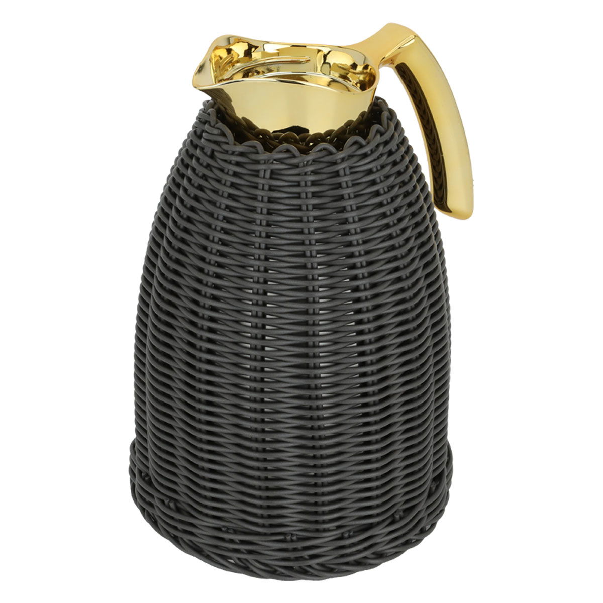 Al Saif Gallery Rattan Wicker Thermos, golden handle, 1.5 liters - grey product image