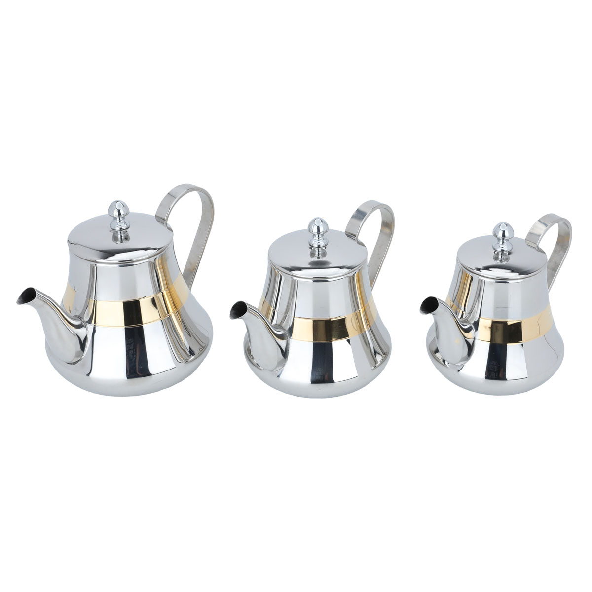 Al Saif Gallery Steel Teapot Set, 3 Pieces - Silver product image 2