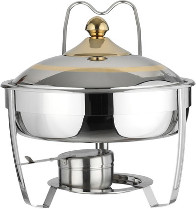Bohara Steel Food Warmer, 4 Litres, Deep Round, Base, Hanger - Silver Gold product image 4