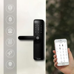 Hume Curva Smart Door Lock, Fingerprint Sensor, Wi-Fi & Bluetooth Support, 30 x 7 cm - Black product image 2