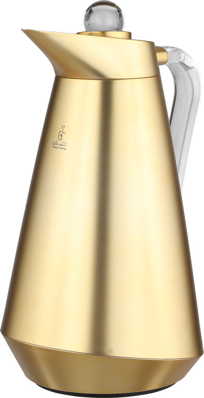 Al Saif Gallery Tarif  Thermos Set, 1/0.7 Liter, Glass Interior, 2 Pieces, Transparent Handle, Push-Button Lid - Gold product image 4