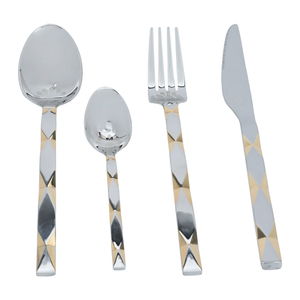 طقم ادوات مائدة استيل السيف غاليري، 24 قطعة، نقش ذهبي - فضي product image 3