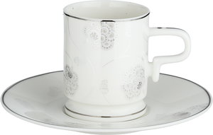 Al Saif Gallery Turkish Porcelain Coffee Cup Set, 14 cm, 12 Pieces, Saucers - White product image 2