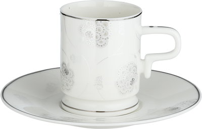 Al Saif Gallery Turkish Porcelain Coffee Cup Set, 14 cm, 12 Pieces, Saucers - White product image 2