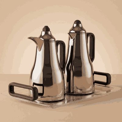 Al Saif Gallery Abq Thermos Set, 1/0.7 L, Glass Inner Material, Tufriya - Transparent Black product image 2