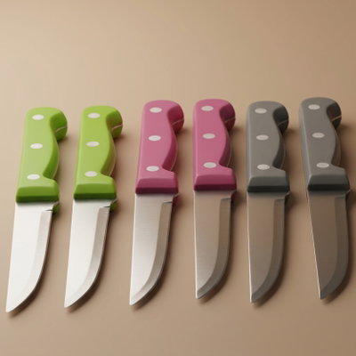 طقم سكاكين مشرشر استيل السيف غاليري، بيد بلاستيك، 6 قطع - ملون product image 1