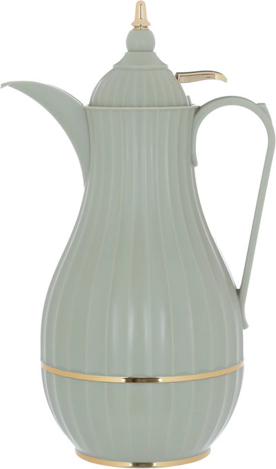 Al Saif Gallery Tamim Dallah-shaped thermos , 0.60 litres, thermal glass inner container, plastic outer shell - light green product image 2