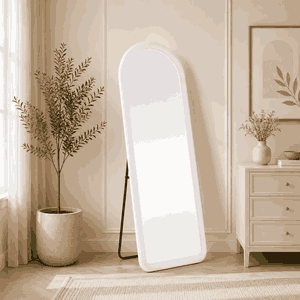مراية ستاند زجاج، 160×60 سم، ستاند معدن - ابيض product image