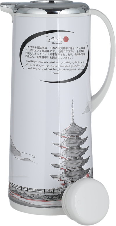 Kawasaki Fuji Thermos, 1.6 Liter, Glass Interior, Stainless Steel Exterior - Silver White product image 5