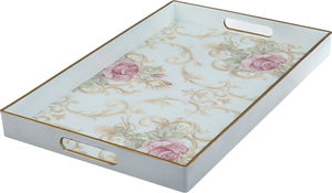 Al Saif Gallery Plastic Serving Tray Set, 2 Pieces, Rose Pattern - Multicolor product image 2