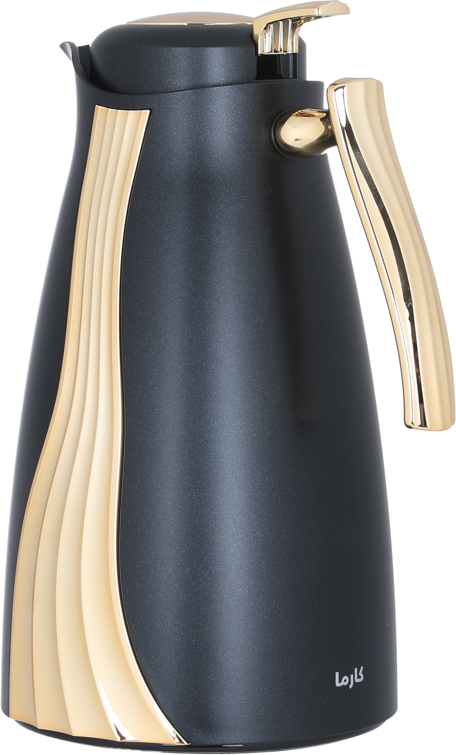 Al Saif Gallery Karma thermos set, 1 liter, 2 pieces, thermal glass inner shell, plastic outer shell - black product image 3