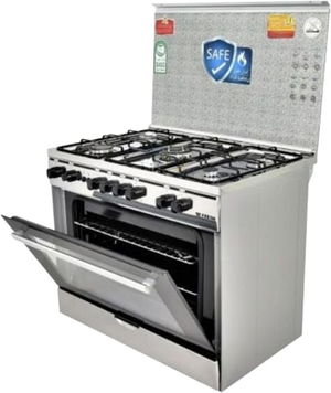 فرن غاز ستانلس ستيل فريش، 60×90 سم، إشعال تلقائي، 5 شعلات، FSC9060 - اسود فضي product image 2