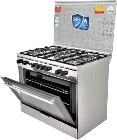 فرن غاز ستانلس ستيل فريش، 60×90 سم، إشعال تلقائي، 5 شعلات، FSC9060 - اسود فضي product image 2