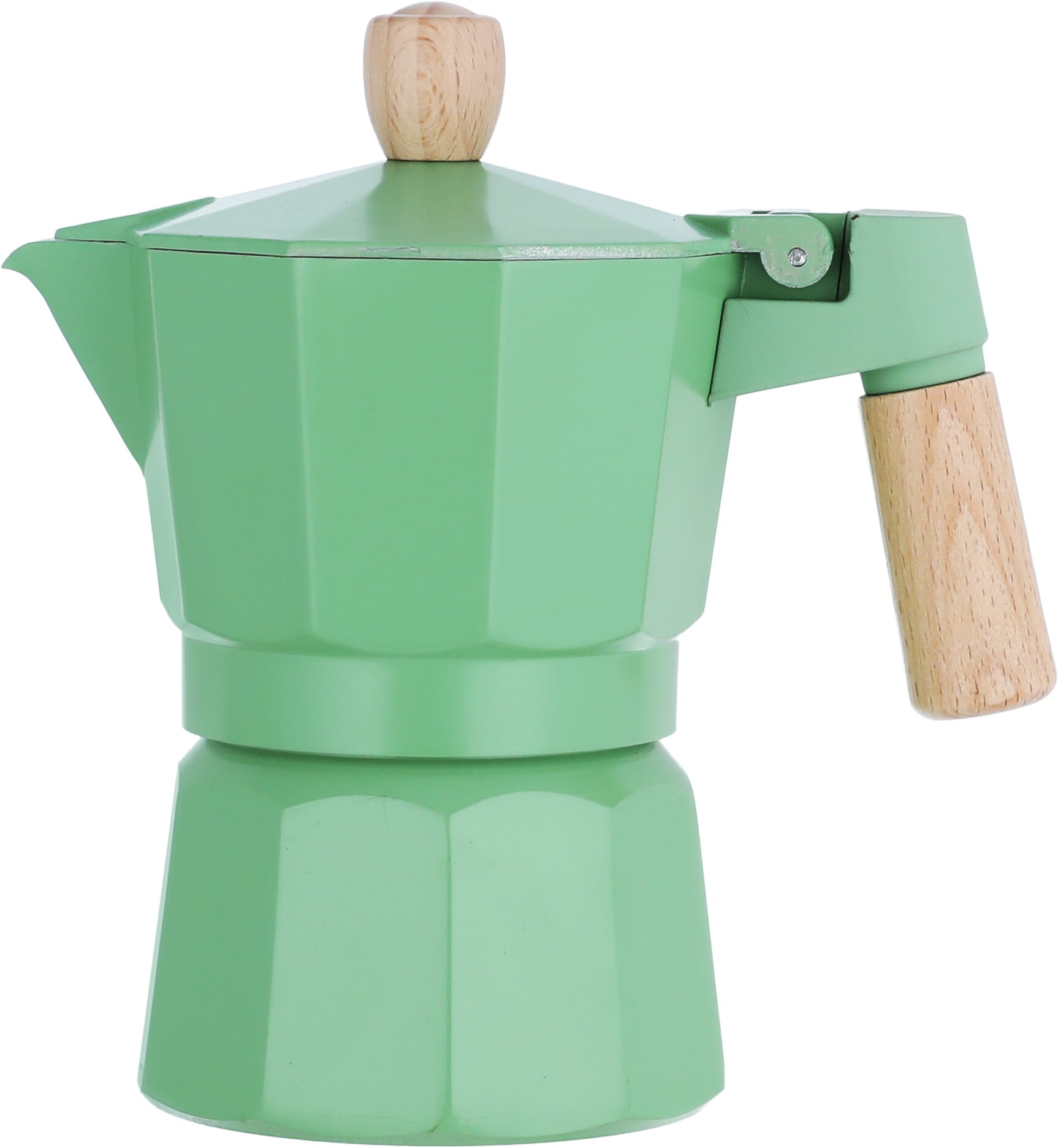 Al Saif Gallery Aluminum Espresso Coffee Maker With Wooden Handle, 2 Cups, 200 Ml - Green product image