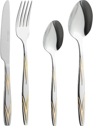 Al Saif Gallery Stainless Steel Cutlery Set, 24 Pieces - Silver Gold product image