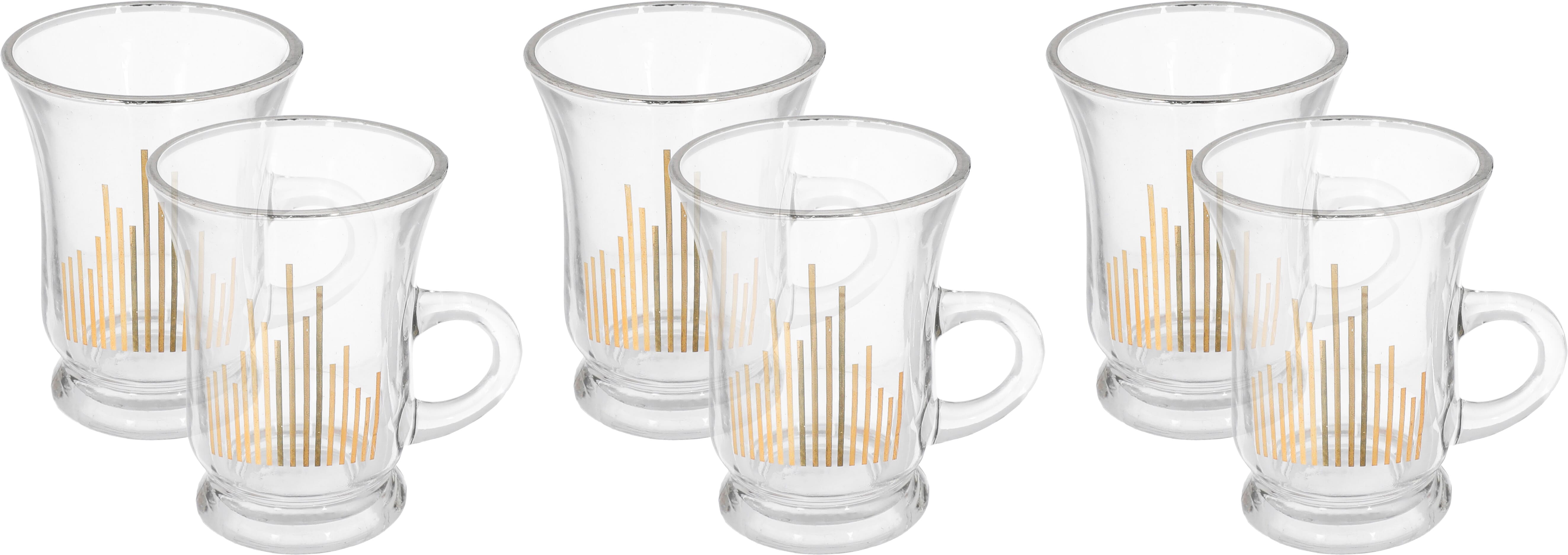 Al Saif Gallery Glass Cup Set, 6 Pieces, 200 Ml - Clear Gold product image 1