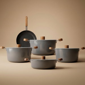 طقم قدور طهي سيراميك تورنادو، 9 قطع - رمادي غامق product image