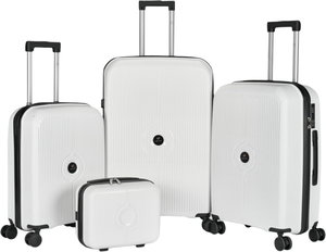 طقم شنط سفر بولي بروبيلين ليمرا، 4 مقاسات، 4 عجلات، بزاوية 360 درجة، LMA-PP526 - ابيض product image