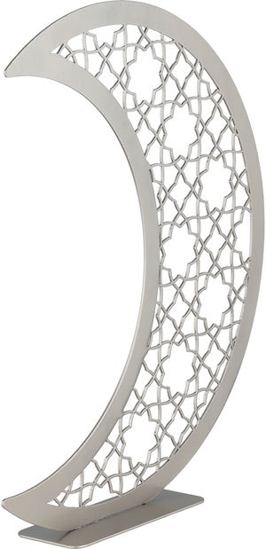 إستاند زينة بنقش إسلامي استيل، 27x6x35 سم، شكل هلال - بيج product image 2