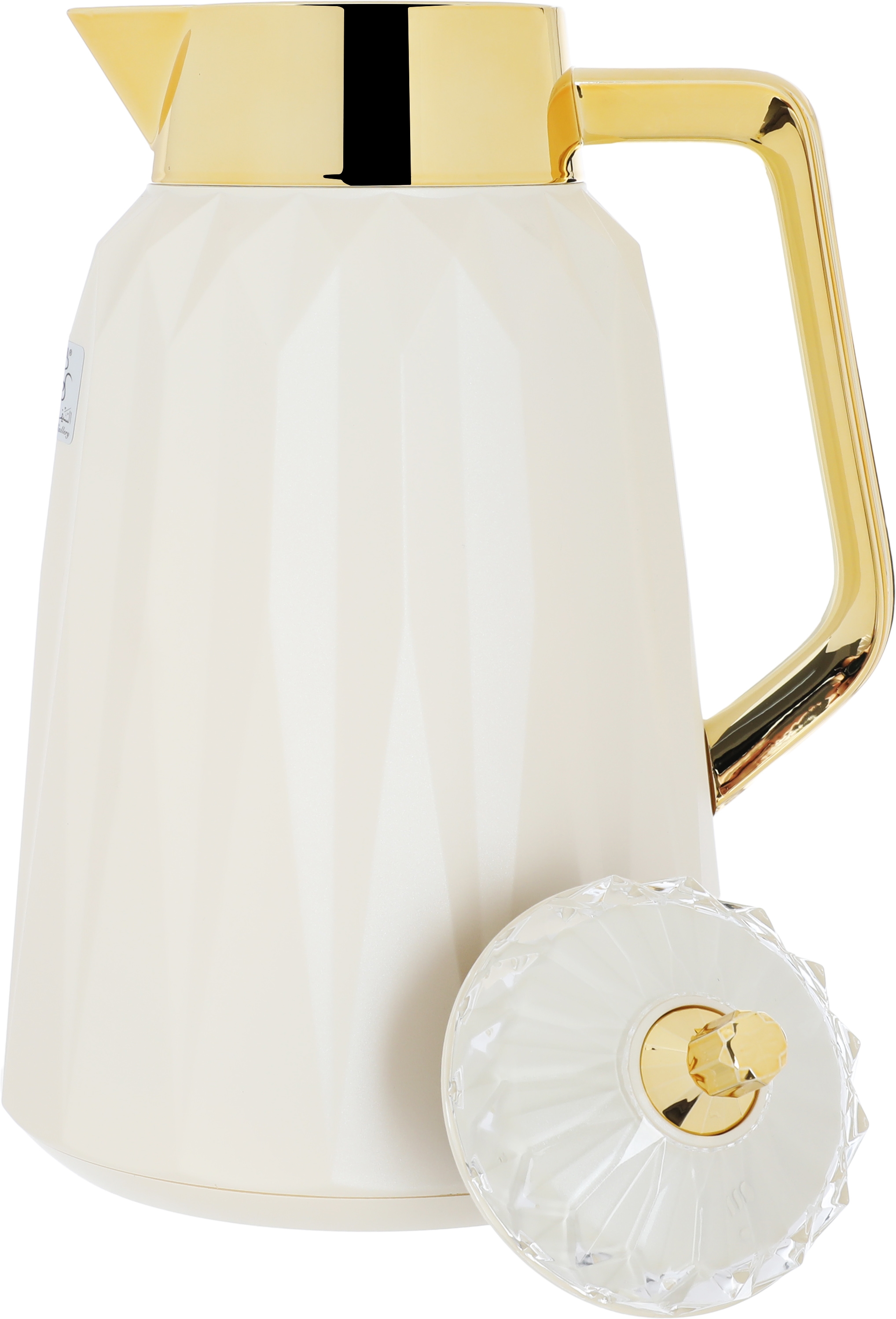 Al Saif Gallery Lamia thermos set, 1 liter, 3 pieces, tofariya, thermal glass inner shell, plastic outer shell - pearl gold product image 3