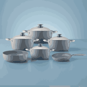 طقم قدور المونيوم صافلون، 10 قطع - رمادي فاتح product image