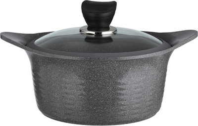 طقم قدور كوري جرانيت تورنادو، 9 قطع، غطاء زجاج - رمادي غامق product image 3