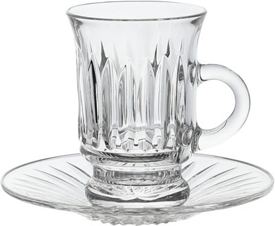 Alsaif Gallery Bialat Crystal Cups and Saucer Serving Set, 18 Pieces - Transparent product image 2