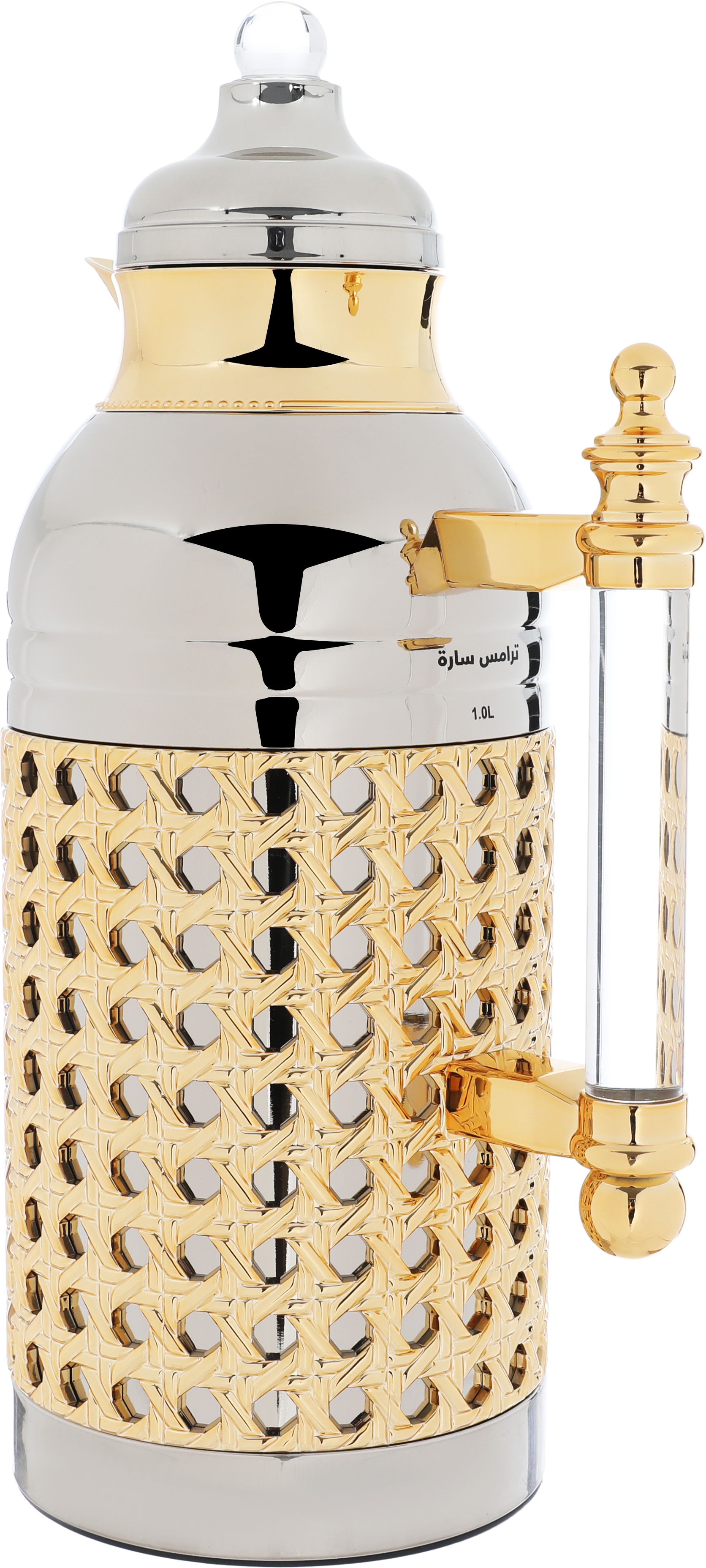 Al Saif Gallery Sarah thermos set, 1 liter, transparent handle, thermal glass inner case, steel outer shell - silver product image 6
