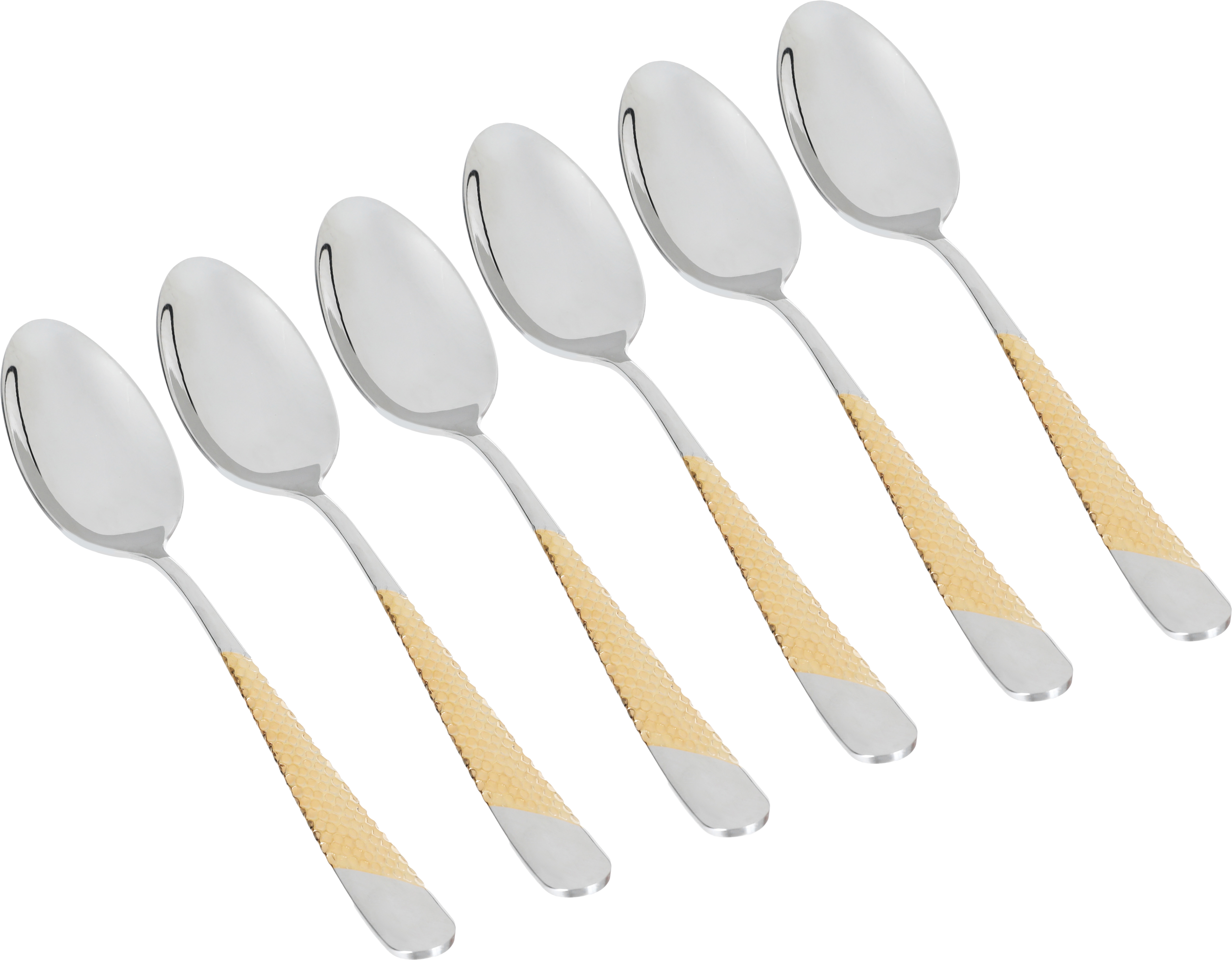 طقم ملعقة اكل استيل السيف غاليري، 6 قطع، نقش ذهبي - فضي product image